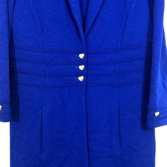 St John 2 Piece Set Sleeveless Midi Dress / Long Jacket Hearts Blue 12/14 - Picture 2 of 7